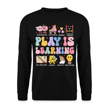 Le jeu, c’est apprendre Appréciation des enseignants de maternelle - Sweat-shirt Unisexe - noir - Devant - Alina (178cm) & Michal (187cm)