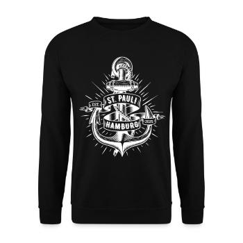 St. Pauli Anker Reeperbahn Kiez - Sweat-shirt Unisexe - noir - Devant - Alina (178cm) & Michal (187cm)