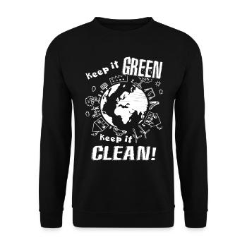 Earth Day Keep It Green Keep It Clean - Unisex Sweatshirt - black - Front - Alina (178cm) & Michal (187cm)