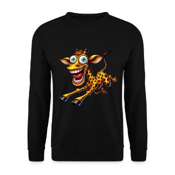 Crazy Giraffe Comic Style Funny Animal Motif - Unisex Sweatshirt - black - Front - Alina (178cm) & Michal (187cm)
