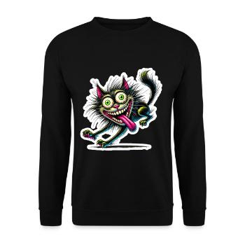 Chat fou style bande dessinée Motif animal drôle - Sweat-shirt Unisexe - noir - Devant - Alina (178cm) & Michal (187cm)