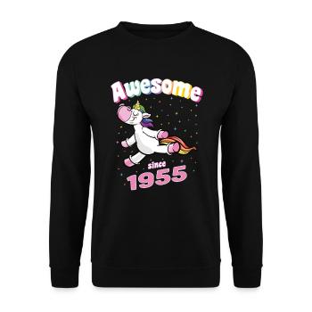 1955 Birthday Unicorn Awesome since - Unisex Sweatshirt - black - Front - Alina (178cm) & Michal (187cm)