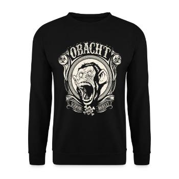 Obacht Schwoba Monkey Schwäbisch Schwaben - Unisex Pullover - Schwarz - Vorne - Alina (178cm) & Michal (187cm)