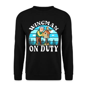 Wingman on Duty - Unisex Sweatshirt - black - Front - Alina (178cm) & Michal (187cm)
