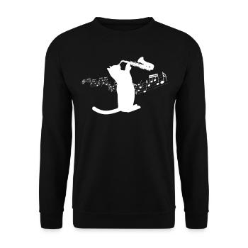Saxophone Cat - Unisex Sweatshirt - black - Front - Alina (178cm) & Michal (187cm)