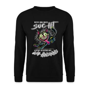 Chat fou au bord de la folie style bande dessinée - Sweat-shirt Unisexe - noir - Devant - Alina (178cm) & Michal (187cm)