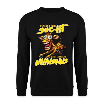 Girafe folle à la limite de la folie style bande dessinée - Sweat-shirt Unisexe - noir - Devant - Alina (178cm) & Michal (187cm)