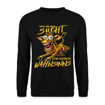 Crazy Giraffe on the Edge of Madness Comic Style - Unisex Sweatshirt - black - Front - Alina (178cm) & Michal (187cm)