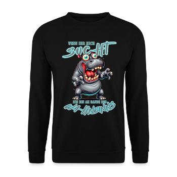 Hippopotame fou au bord de la folie style bande dessinée - Sweat-shirt Unisexe - noir - Devant - Alina (178cm) & Michal (187cm)