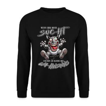 Rhinocéros fou au bord de la folie style bande dessinée - Sweat-shirt Unisexe - noir - Devant - Alina (178cm) & Michal (187cm)