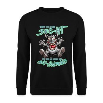 Crazy Rhino on the Edge of Madness Comic Style - Unisex Sweatshirt - black - Front - Alina (178cm) & Michal (187cm)