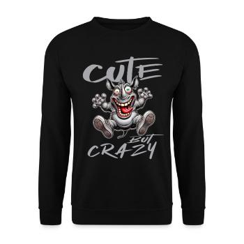 Cute but Crazy Rhino Comic Style Funny Motif - Unisex Sweatshirt - black - Front - Alina (178cm) & Michal (187cm)