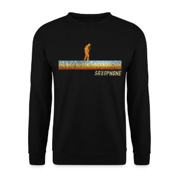 Saxophone Retro Vintage Saxophone - Unisex Pullover - Schwarz - Vorne - Alina (178cm) & Michal (187cm)