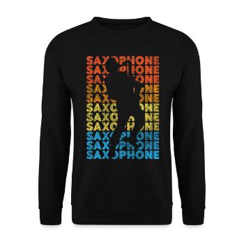 Saxophone Retro Vintage Saxophone - Unisex Pullover - Schwarz - Vorne - Alina (178cm) & Michal (187cm)