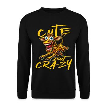 Cute but Crazy Giraffe Comic Style Funny Motif - Unisex Sweatshirt - black - Front - Alina (178cm) & Michal (187cm)