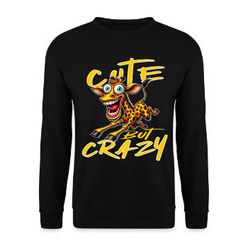 Motif drôle de bande dessinée de girafe mignonne mais folle - Sweat-shirt Unisexe - noir - Devant - Alina (178cm) & Michal (187cm)