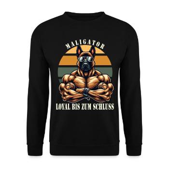 Maligator Loyal bis zum Schluss muskulöser Malinoi - Unisex Pullover - Schwarz - Vorne - Alina (178cm) & Michal (187cm)