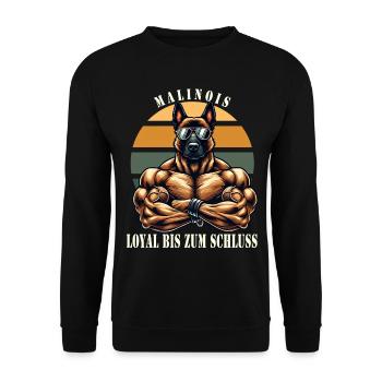 Loyal bis zum Schluss muskulöser Malinois - Unisex Pullover - Schwarz - Vorne - Alina (178cm) & Michal (187cm)
