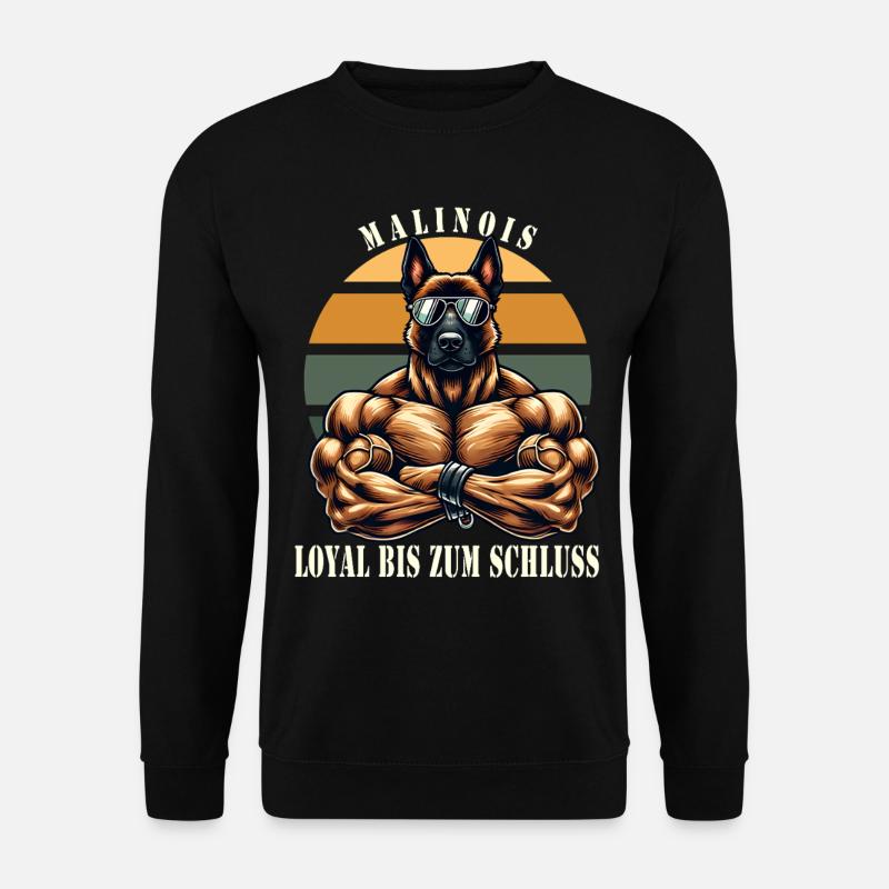 Loyal bis zum Schluss muskulöser Malinois - Unisex Pullover - Schwarz