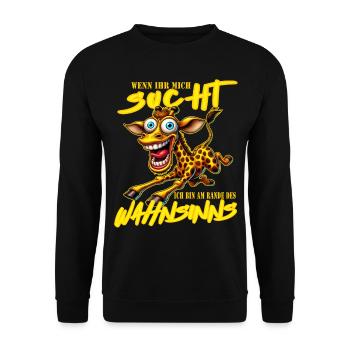 Crazy Giraffe on the Edge of Madness Comic Style - Unisex Sweatshirt - black - Front - Alina (178cm) & Michal (187cm)