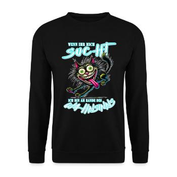 Chat fou au bord de la folie style bande dessinée - Sweat-shirt Unisexe - noir - Devant - Alina (178cm) & Michal (187cm)