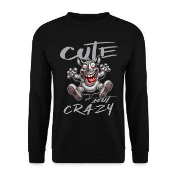 Cute but Crazy Rhino Comic Style Funny Motif - Unisex Sweatshirt - black - Front - Alina (178cm) & Michal (187cm)