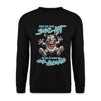 Crazy Rhino on the Edge of Madness Comic Style - Unisex Sweatshirt - black - Front - Alina (178cm) & Michal (187cm)