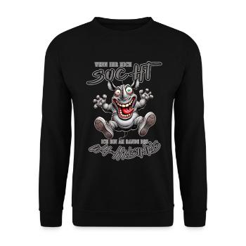 Rhinocéros fou au bord de la folie style bande dessinée - Sweat-shirt Unisexe - noir - Devant - Alina (178cm) & Michal (187cm)