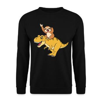 Funny Dino Cute Sloth Dinosaur - Unisex Pullover - Schwarz - Vorne - Alina (178cm) & Michal (187cm)