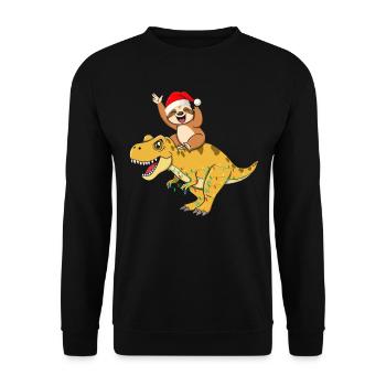 Christmas Funny Dino Cute Sloth Dinosaur - Unisex Pullover - Schwarz - Vorne - Alina (178cm) & Michal (187cm)