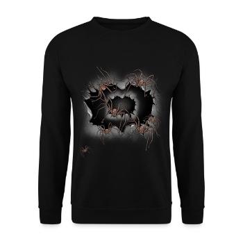 Halloween Spiders Animals Spider Phobia Panic - Unisex Sweatshirt - black - Front - Alina (178cm) & Michal (187cm)