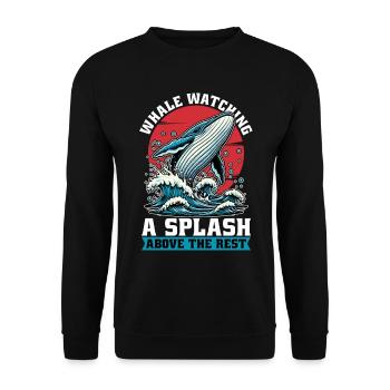 Observation des baleines : une éclaboussure au-dessus de l’animal marin - Sweat-shirt Unisexe - noir - Devant - Alina (178cm) & Michal (187cm)