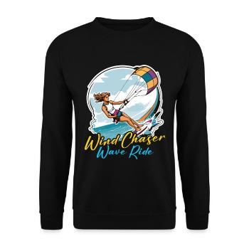 Kiteboarding Wind Chaser Wave Ride Kite Surfer - Unisex Sweatshirt - black - Front - Alina (178cm) & Michal (187cm)