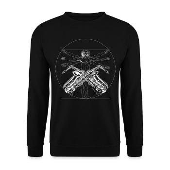Saxophones Vitruvian Man - Unisex Sweatshirt - black - Front - Alina (178cm) & Michal (187cm)