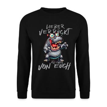 Hippopotame fou Mieux vaut fou qu’un de - Sweat-shirt Unisexe - noir - Devant - Alina (178cm) & Michal (187cm)
