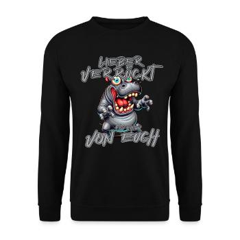 Hippopotame fou Mieux vaut fou qu’un de - Sweat-shirt Unisexe - noir - Devant - Alina (178cm) & Michal (187cm)