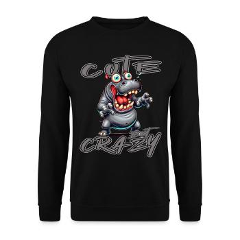 Motif drôle de bande dessinée hippopotame mignon mais fou - Sweat-shirt Unisexe - noir - Devant - Alina (178cm) & Michal (187cm)