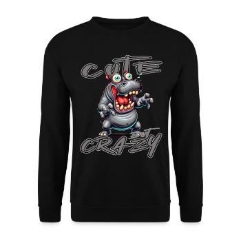 Motif drôle de bande dessinée hippopotame mignon mais fou - Sweat-shirt Unisexe - noir - Devant - Alina (178cm) & Michal (187cm)