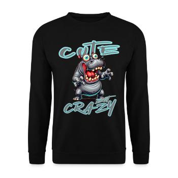 Cute but Crazy Rhino Comic Style Funny Motif - Unisex Sweatshirt - black - Front - Alina (178cm) & Michal (187cm)