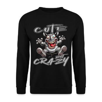 Cute but Crazy Rhino Comic Style Funny Motif - Unisex Sweatshirt - black - Front - Alina (178cm) & Michal (187cm)