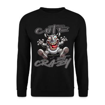 Motif drôle de bande dessinée de rhinocéros mignon mais fou - Sweat-shirt Unisexe - noir - Devant - Alina (178cm) & Michal (187cm)