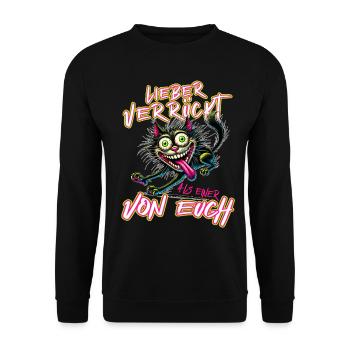 Chat fou Mieux fou que l’un d’entre vous - Sweat-shirt Unisexe - noir - Devant - Alina (178cm) & Michal (187cm)