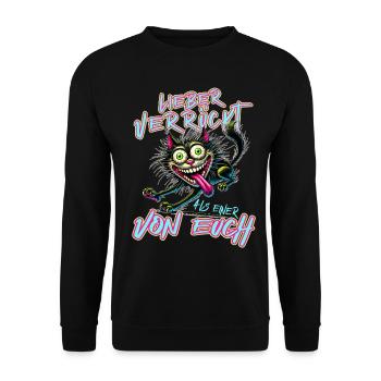 Chat fou Mieux fou que l’un d’entre vous - Sweat-shirt Unisexe - noir - Devant - Alina (178cm) & Michal (187cm)