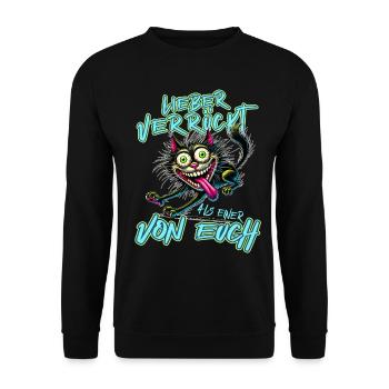 Chat fou Mieux fou que l’un d’entre vous - Sweat-shirt Unisexe - noir - Devant - Alina (178cm) & Michal (187cm)