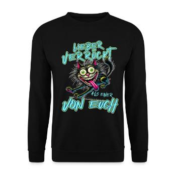 Chat fou Mieux fou que l’un d’entre vous - Sweat-shirt Unisexe - noir - Devant - Alina (178cm) & Michal (187cm)