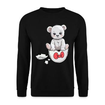 Teddy Bear Birth Baby Eggshell Hatch - Unisex Sweatshirt - black - Front - Alina (178cm) & Michal (187cm)