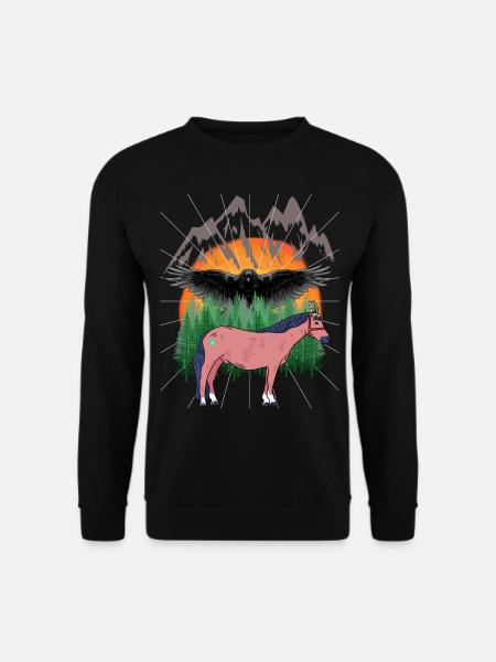 Schamanen Pferd Pferde - Unisex Pullover - Schwarz