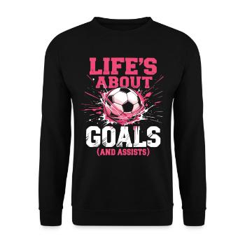 Fußball, Fußballerin, Fussballspielerin Mädchen - Unisex Pullover - Schwarz - Vorne - Alina (178cm) & Michal (187cm)