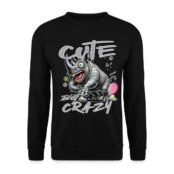 Cute but Crazy Rhino Comic Style Funny Motif - Unisex Sweatshirt - black - Front - Alina (178cm) & Michal (187cm)