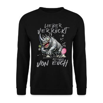 Hippopotame fou Mieux vaut fou qu’un de - Sweat-shirt Unisexe - noir - Devant - Alina (178cm) & Michal (187cm)